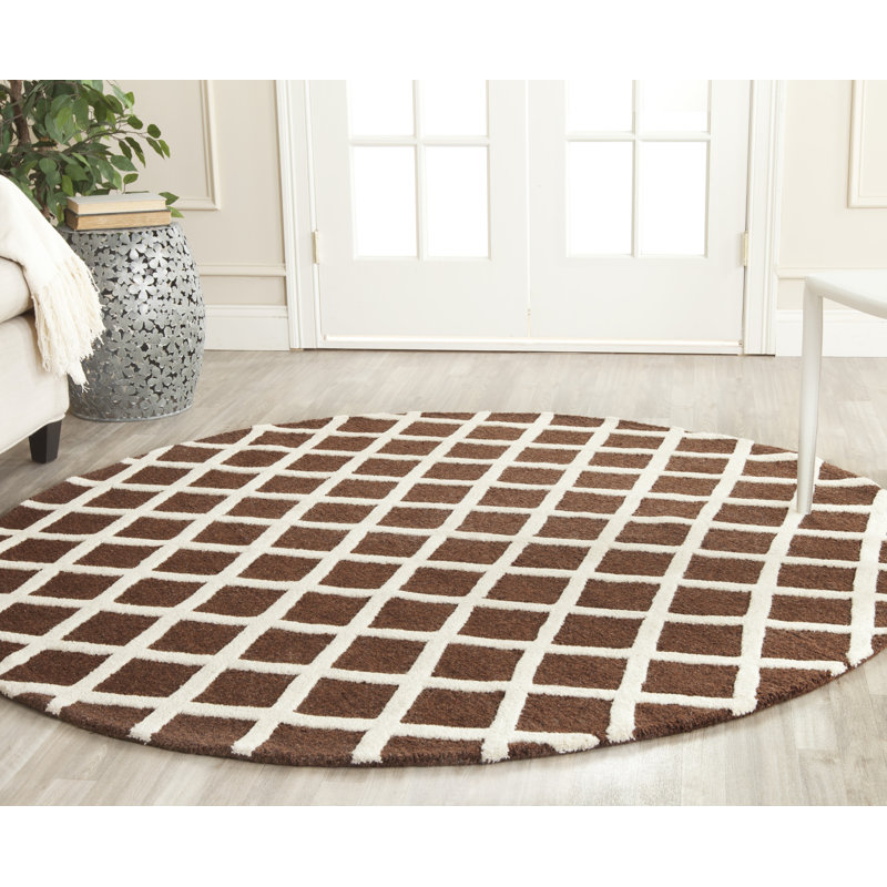 Sanyla Hand Tufted Wool Geometric Rug, Round 6'