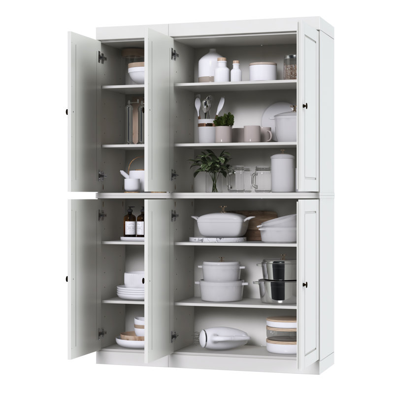 Nicu 100% Solid Wood Tall Kitchen Pantry Cabinet with Doors, Adjustable Shelves, Modular Kitchen Storage Cabinet, 48.5" W x 71.5" H