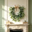 Couronne de feuilles d'olivier artificielles avec nœud rustique en toile de jute, 50 cm (19,69 po), fausse verdure à suspendre pour porte d'entrée, mur, décoration de maison de style champêtre et décoration de mariage