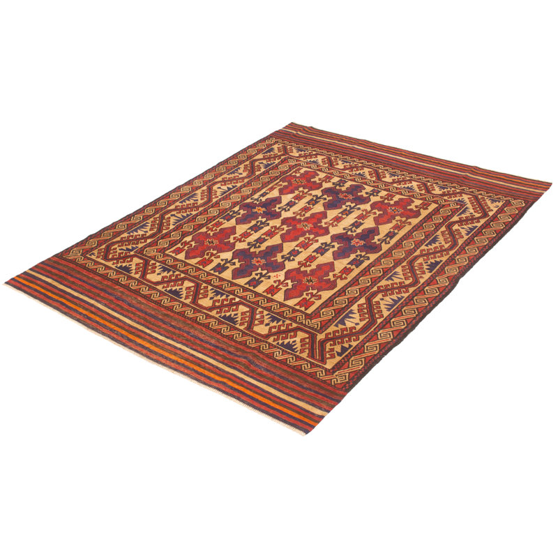 Tapis kaki clair noué à la main de conception unique 6 pi 7 po x 8 pi 10 po Jocey