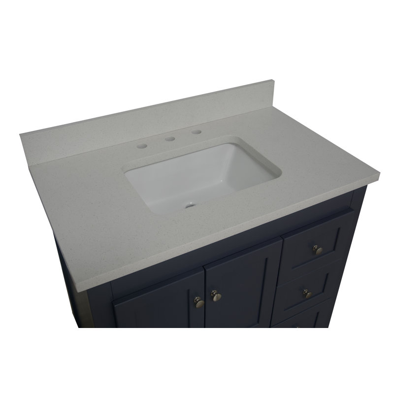 Abbey 36" Coastal Blue Pine Bathroom Vanity with Quartz Top