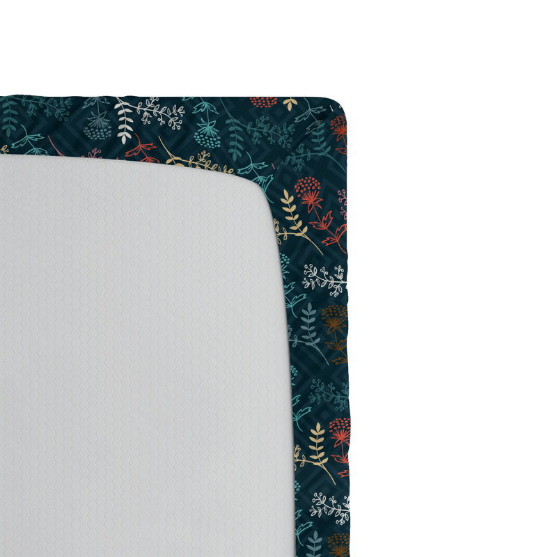 Drap-housse à motif floral Ambesonne, Floral bleu sarcelle foncé, Drap-housse de taille double