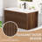 36" Floating Bathroom Vanity with Sink Combo – Wall-Mounted Cabinet with 2 Fluted Drawers, Silent Slides, Faucet, and Adjustable Drainpipe in Walnut-357296402