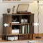 Buffet de style nordique avec portes coulissantes en noyer et à lattes Tambour, rangement dans le salon de la cuisine, support stable, pieds de bar en acier d'une hauteur de 29,5 po et pieds de 35,4 po de longueur