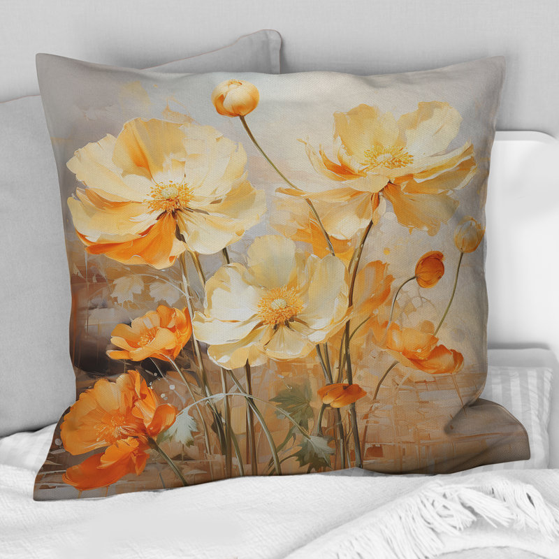 Coussin Peach Buttercups Romantic Impression I - Buttercups