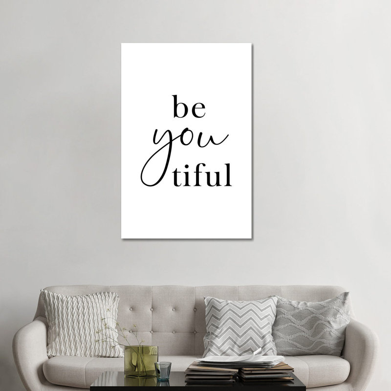 «Beyoutorable», reproduction d'art textuel, Pas de tapis, H 48 po x l 32 po x P 1,5 po, Toile tendue