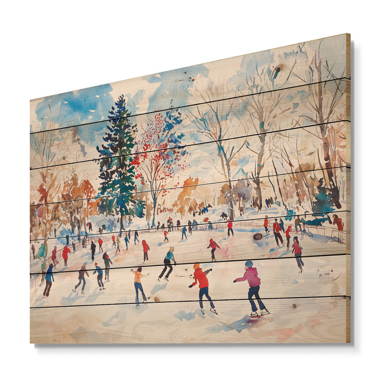 Patinoire sur glace en bois de pin naturel, H 10 po x l 20 po