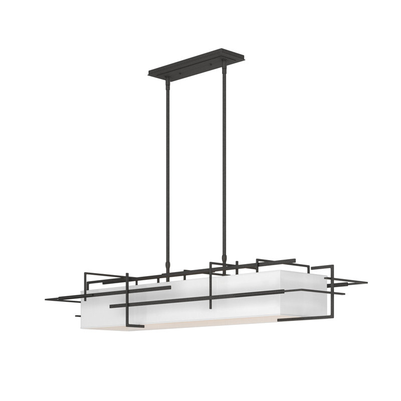 4 - Light Kitchen Island Linear Pendant, Natural Iron, Natural Anna