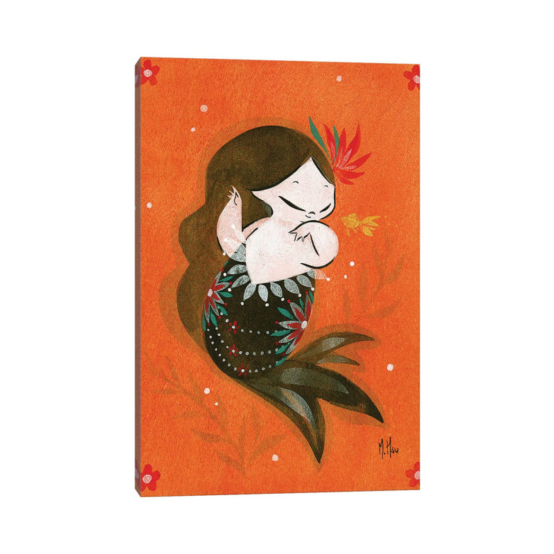 Goldfish Mermaid Bubble Splash 1 Piece Wall Art on Canvas, 66.04 cm H x 45.72 cm W x 1.91 cm D, Wrapped Canvas