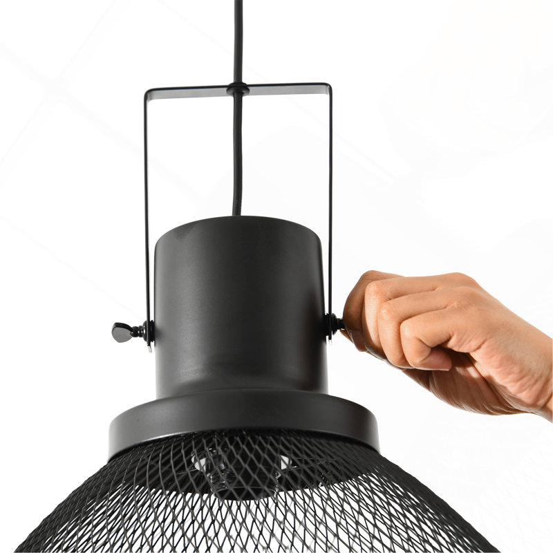 Luminaire suspendu industriel en métal noir avec chaîne réglable, plafonnier suspendu moderne pour la cuisine, la salle à manger et le salon