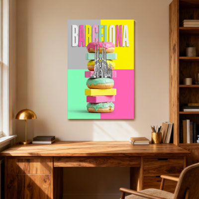 Scenic & Cityscapes Barcelona Donuts Architecture Colorful Stack Art Print
