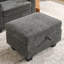 Canapé inclinable simple avec dossier réglable manuellement, port de charge USB sur le côté de l'accoudoir, support pour téléphone inclus, rangement caché pour l'accoudoir et repose-pieds de rangement assorti - gris-108708676