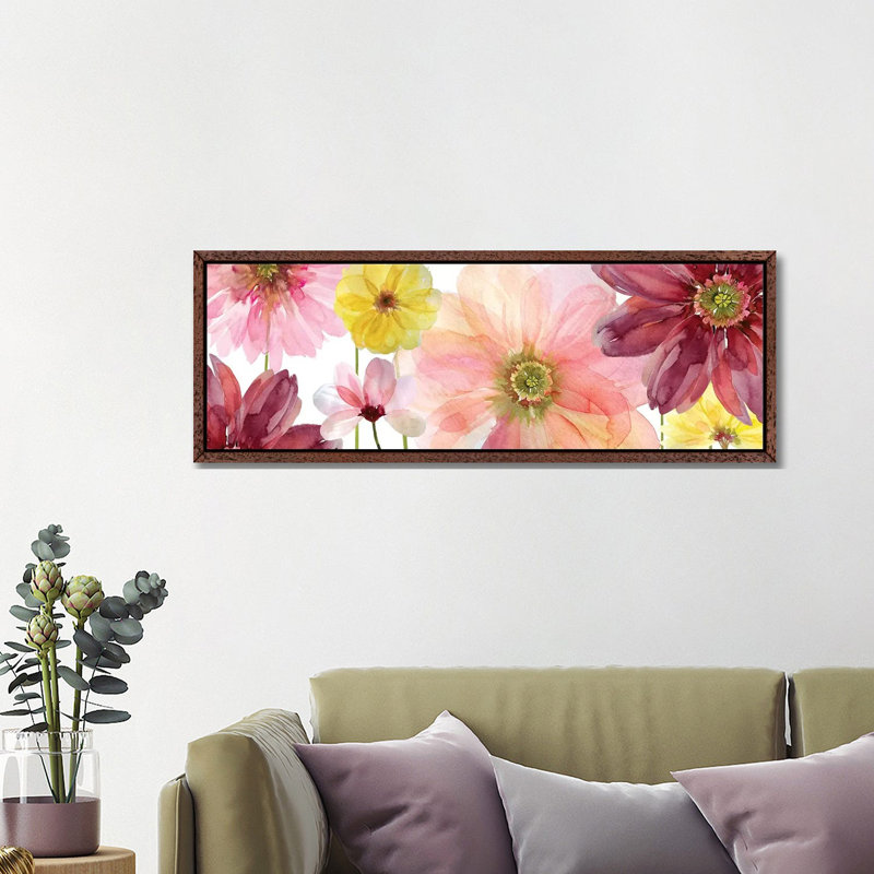 Pop Of Pink II by Carol Robinson - Panoramic Painting on Canvas, 121.92 cm H x 40.64 cm W, Classic Brown Wood Framed