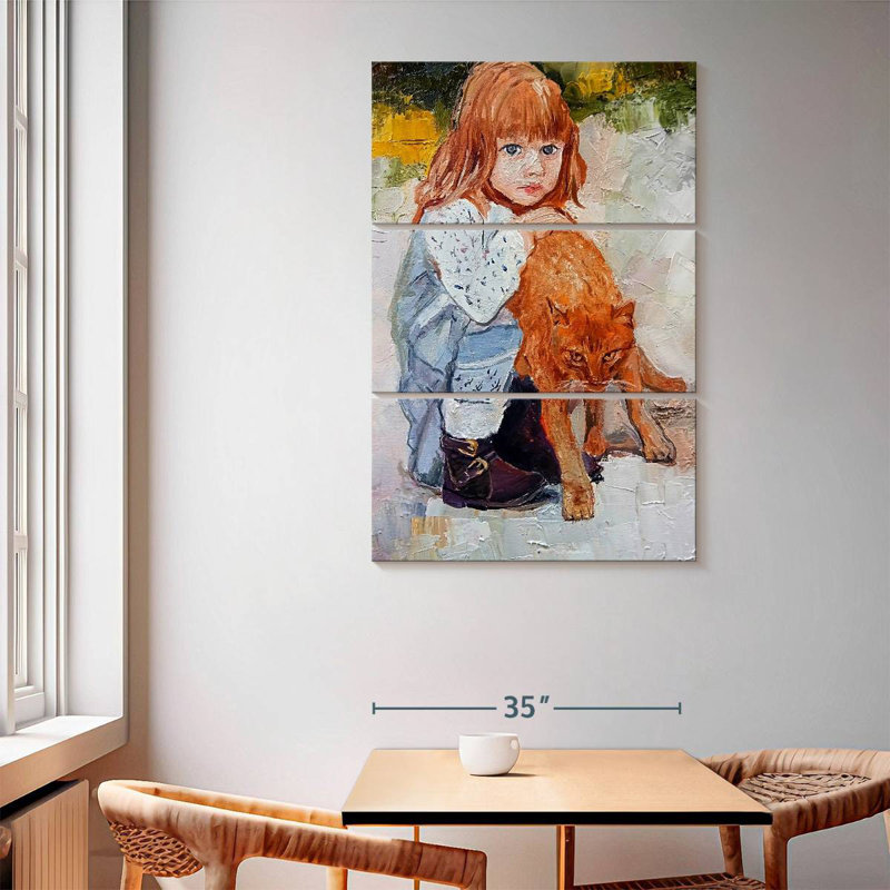 Leisha Girl With Cat, 65" H x 42" W