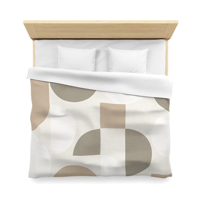 Microfiber Duvet Cover Boho Style, Design 74, King Duvet Cover, White