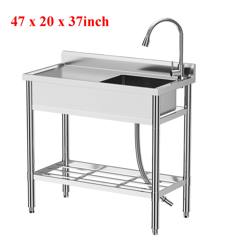 47'' L Freestanding Single Bowl Stainless Steel Kitchen Sink
