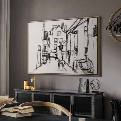 Toile tendue encadrée rétro avec croquis rétro