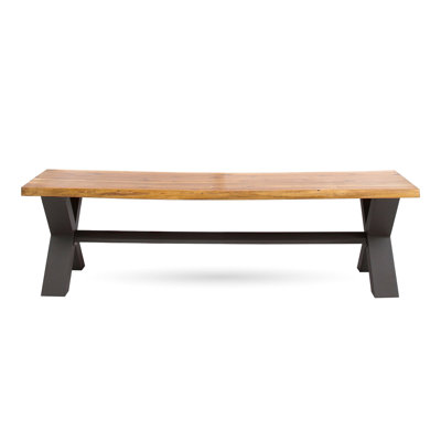 Banc de salle à manger en bois et en fer, dessus, pieds en métal rustique, l 63 po x P 14,5 po H 18 po, banc de support en fer 300 lb, couleur, pieds, sièges d'extérieur modernes