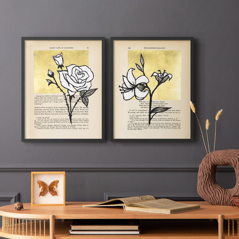Floral Diary III - reproduction encadrée de qualité supérieure - prêt à être accroché - aucun clou requis - aucun clou requis