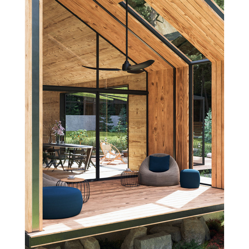 Hugo Smart Outdoor Downrod Ceiling Fan, Matte Black