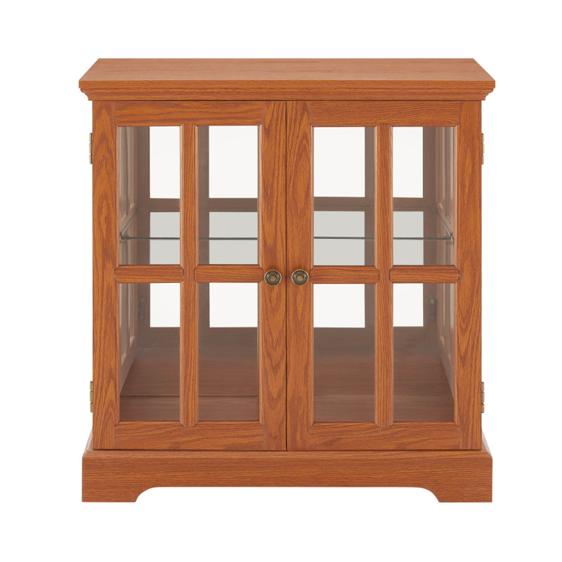Élégante vitrine à DEL de style rétro avec tablettes réglables et portes en treillis, bibliothèque élégante et rangement organisé