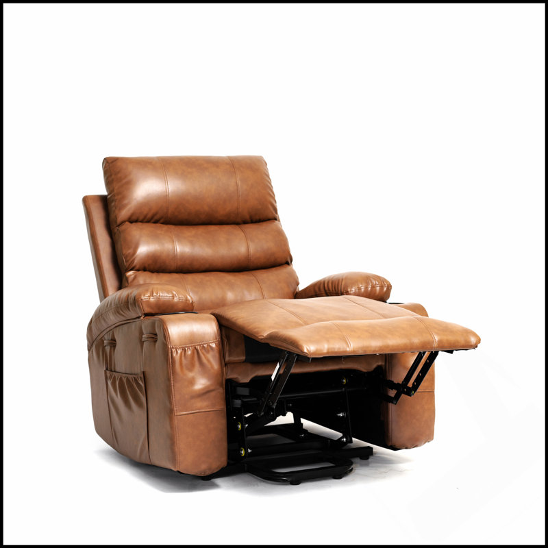 Fauteuil inclinable électrique de 21 pouces de large avec massage par vibration à 8 points, chaleur lombaire et poches latérales pour le confort des personnes âgées