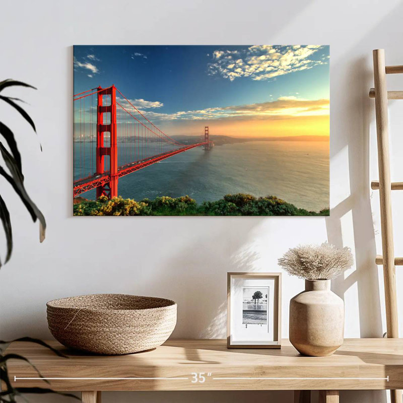 Lilie Golden Gate Bridge, coucher de soleil, H 16 po x l 24 po