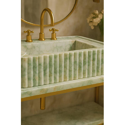 Lavabo de meuble-lavabo en marbre Calacatta Verde