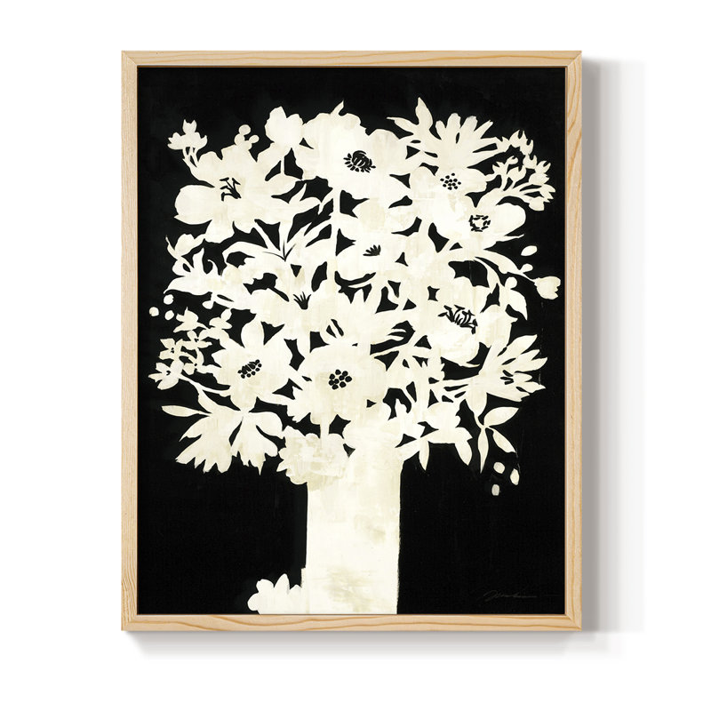 Floral Silhouette Framed Print - Solid Wood, Natural, 11" H x 9" W