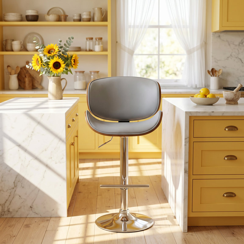 Tabouret de bar Christies Home l 21 po x P 21 po x H 44 po, Gray Seat/Silver Frame