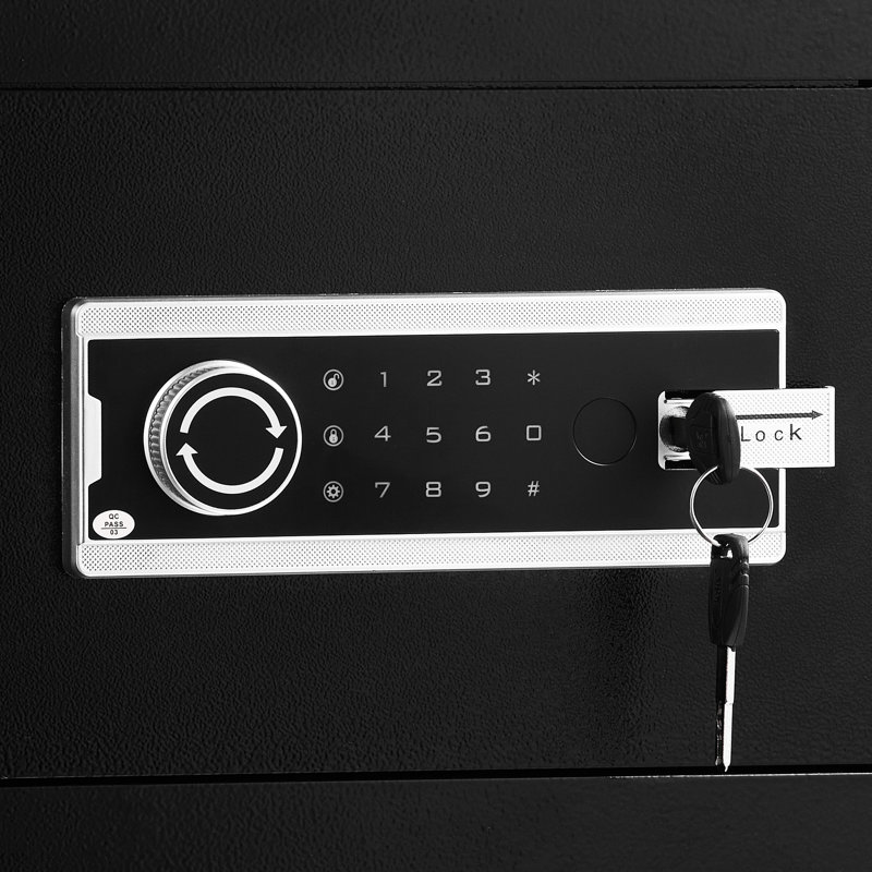 4.5 Cu.ft Safe Box, Double Door, Black, Key Lock & Password, , 3mm Thick Door Plate, 5 Solid Bolts, Dual Alarm, 3 Unlock Methods, Height Adjustable Shelf, Led For Storing Valuables Like Cash,