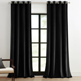 Ike Velvet Solid 80% Blackout Grommet Curtain Panels, Thermal Insulated Soundproof Drapes (Set of 2)