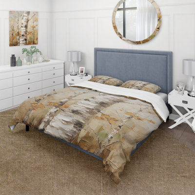 Beige Tree American Basswood II - Tree Duvet Cover Set