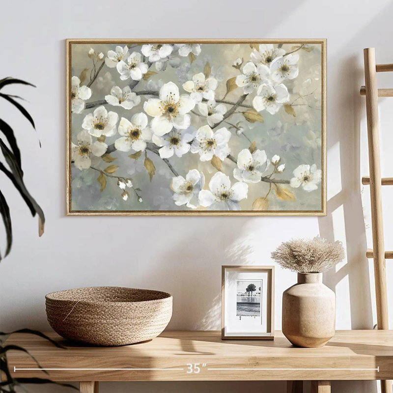 Golden Garden, Floating Frame Natural Wood, 25" X 17"