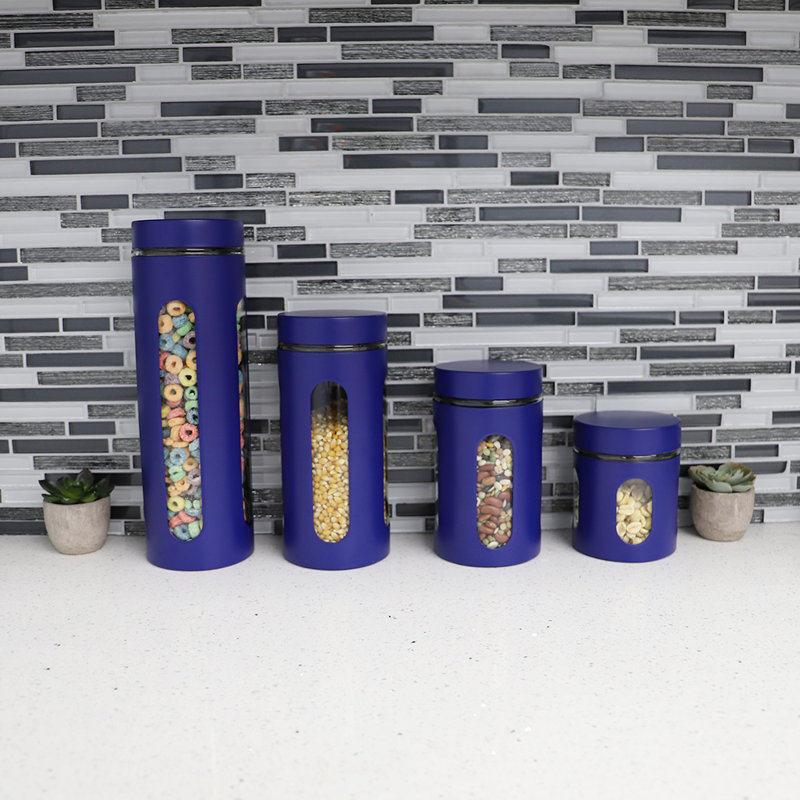 Ensemble de pots de cuisine 4 pièces, Bleu marine, H 13,5 po x l 13,75 po x P 5,5 po