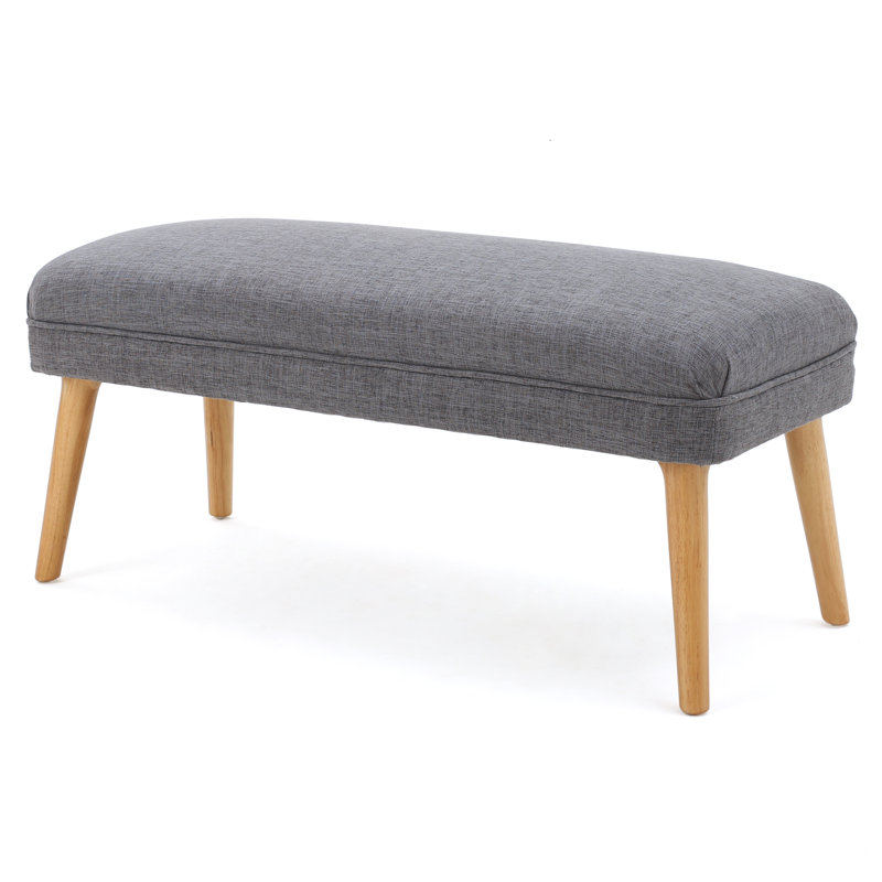 Sulayman Polyester Upholstered Bench, Light Gray