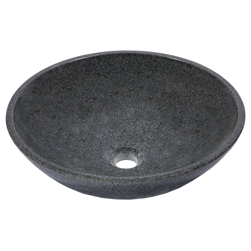 Lavabo de salle de bain vasque circulaire en granit gris sésame 16,5 po Eden Bath