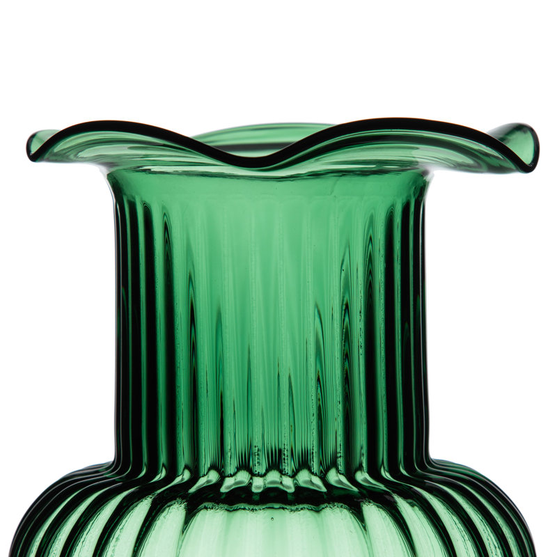Alomar Glass Table Vase, Green, 25cm H x 16.5cm W x 16.5cm D