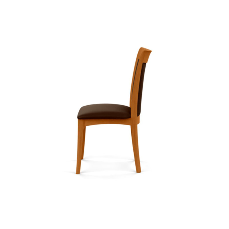 Morgan Leather Dining Chair, Natural Cherry, Coffee