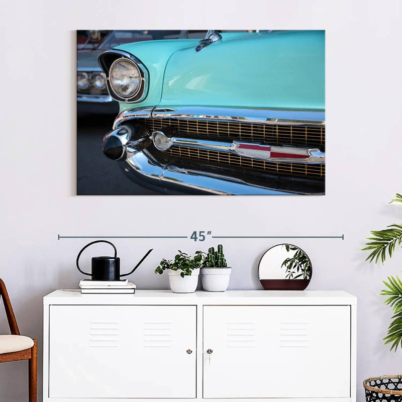 Mehar Turquoise Retro Car, 16" H x 24" W