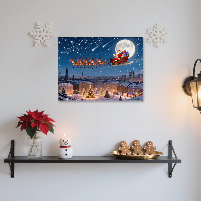 Art mural en toile Père Noël, H 24 po x l 36 po