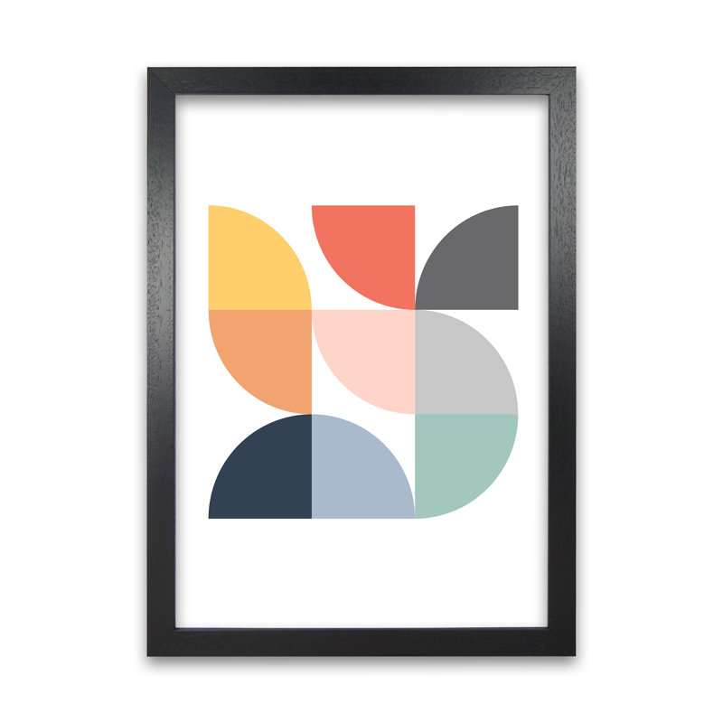 Scandi Quarter Circles A - Print, Black Frame, 42cm H x 30cm W x 3cm D