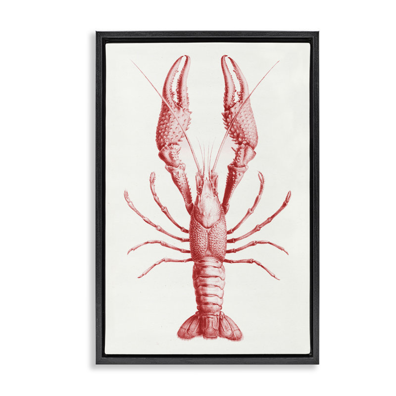 Cadre flottant rouge à détails traditionnels de homard, design par Tina Higgins Designs Inc., H 25 po x l 17 po