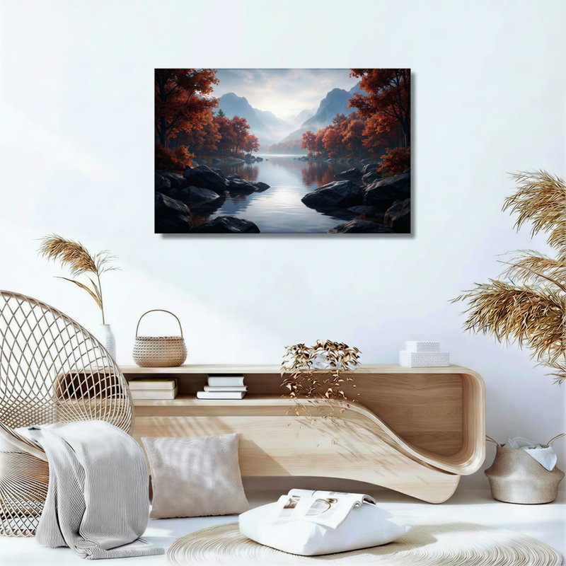 Paysage d'automne, art mural sur toile, ensemble de 1, Wrapped Canvas, 16"H x 24"W