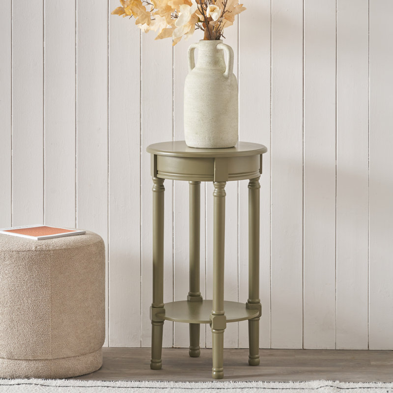 Abree Solid Wood End Table, Olive Green