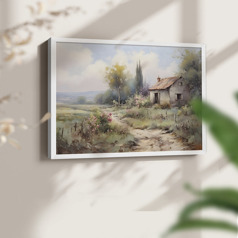 Paysages rétro-dxlviii - reproduction encadrée - réversible, H 22 po x l 28 po, Blanc