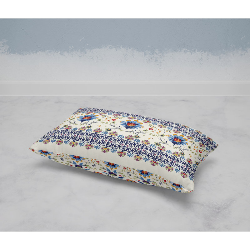 Breezy Botanicals  Rectangular Throw Pillow, Blue/Orange