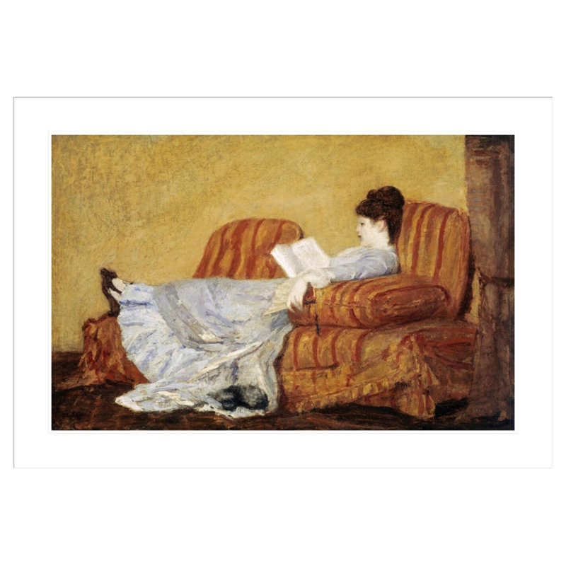 «Young Lady Reading» par Mary Cassatt, impression giclée sur cadre, H 29,23 po x l 41,5 po