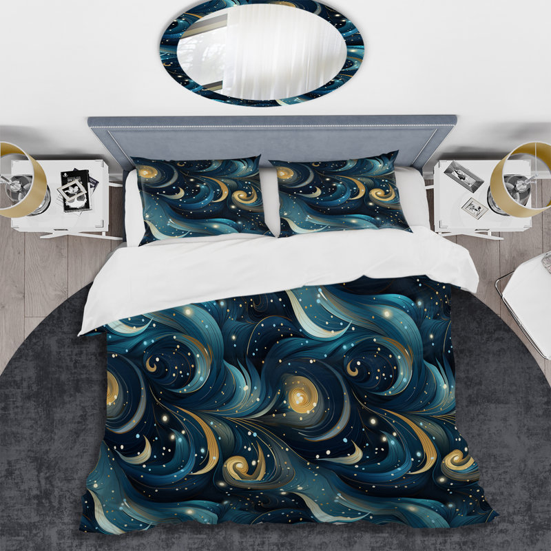 Ensemble de housse de couette Celestial Geometric Geometric II, Housse de couette pour très grand lit et 2 très
