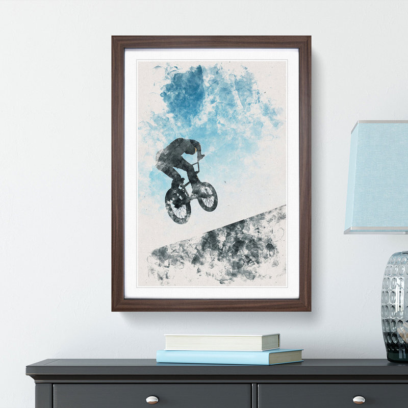 BMX Jump - Single Picture Frame Print on MDF, Walnut Framed, 45cm H x 33cm W x 2cm D
